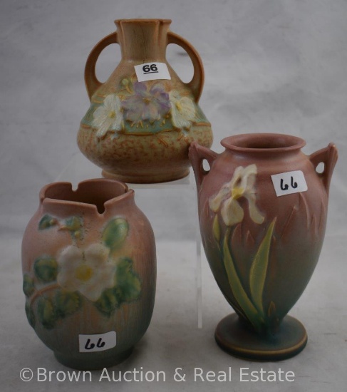 (3) Roseville vases