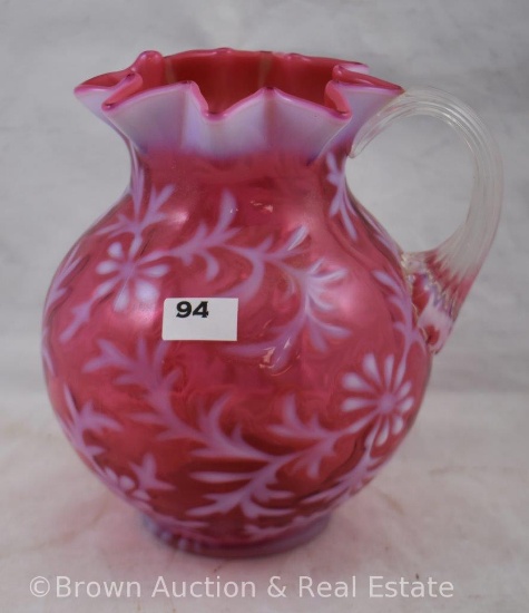 Cranberry opal. Daisy and Fern 6.5"h pitcher