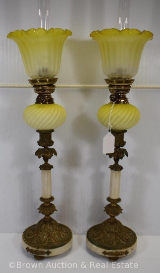 Pr. Victorian peg lamps, 19.5"h