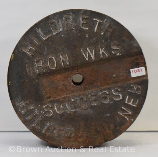 Cast Iron windmill weight - embossed Hildreth Iron Wks/Success/Neb.