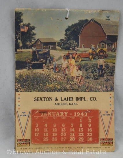 1943 advertising calendar - Minneapolis-Moline/Sexton and Lahr Impl. Co., Abilene, KS
