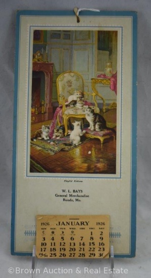 1926 advertising calendar - W.L. Bays General Merchandise, Rondo, MO