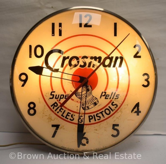 Crossman Rifles and Pistols bubble glass advertising clock