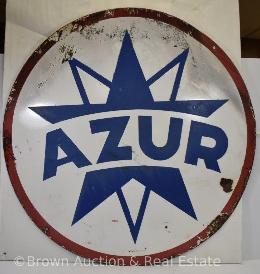 "Azur" French petro (fuel) dsp embossed advertising sign