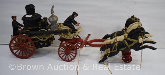 Cast Iron horse drawn fire wagon with 2 firemen