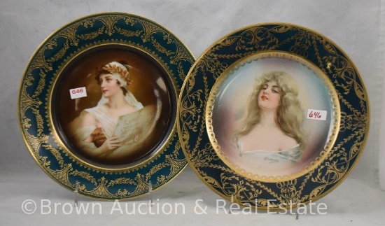 Pr. 10"d portrait plates with nice green borders