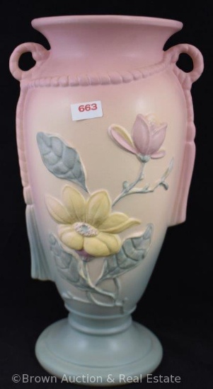 Hull Magnolia 21-12.5" vase, pink/blue