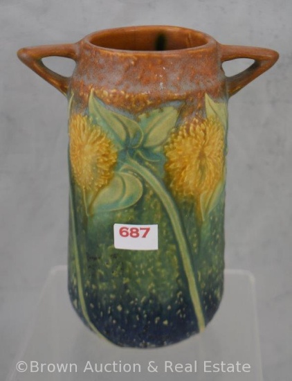 Roseville Sunflower 6" dbl. handled vase