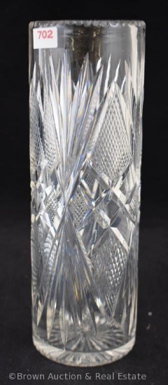 Cut Glass cylinder-shaped 9.75" vase