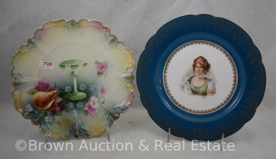 (2) Handpainted porcelain 8"d plates