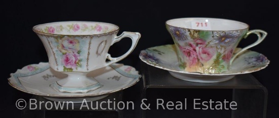 (2) R.S. Prussia cup and saucer sets, red mark