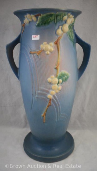 Roseville Snowberry 1V-18" floor vase, blue