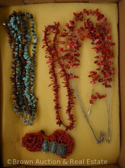 Indian-style necklaces, bracelet and earrings