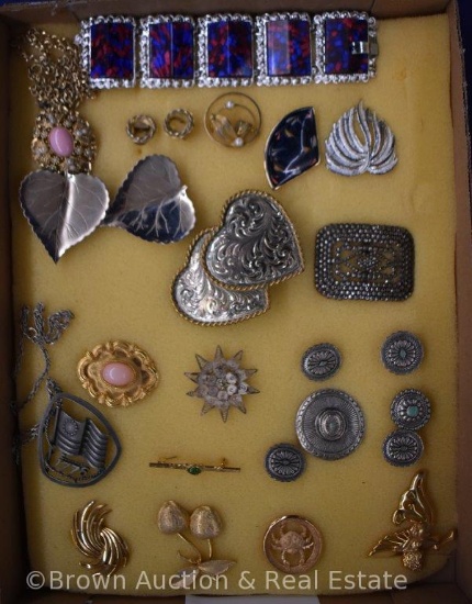 Costume jewelry - necklaces, bracelets, brooches, earrings, belt buckle, button covers