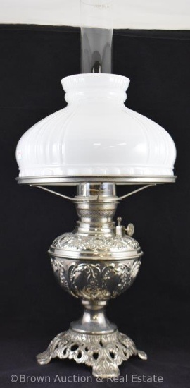 P&A Royal Stand/reading lamp with white milk glass shade