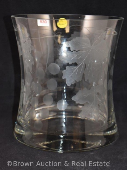 Large Crystal ice bucket/wine cooler, etched grapes and leaves