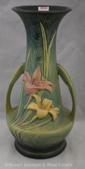 Roseville Zephyr Lily 140-12" vase, green