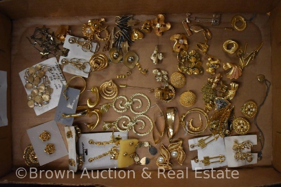 Costume jewelry - gold earrings and stick pins