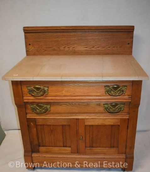 Commode with marble top, 2-drawers and 2-door storage