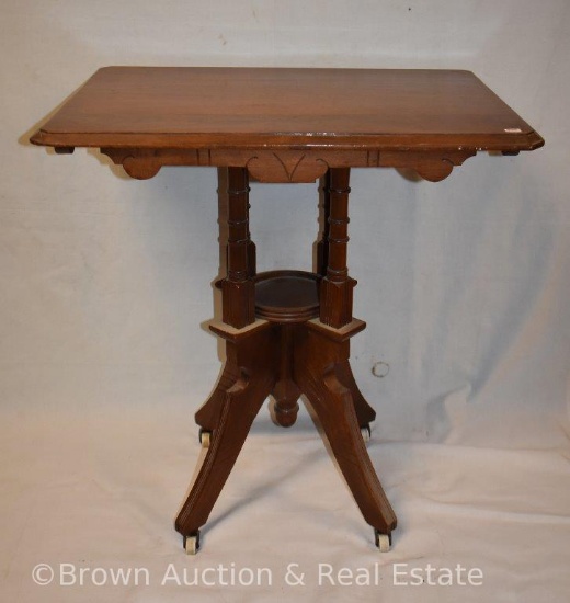 Oak rectangular parlor table with Art Deco-style base