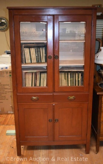 Kitchen cabinet, upper china hutch with drawers and doors storage below