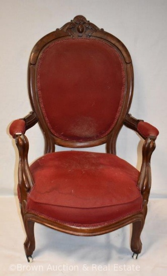 Victorian parlor chair, red upholstery