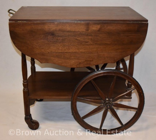 Tea cart with drop leaves on wheels