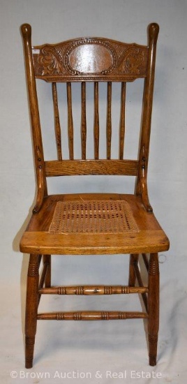 Oak cane bottom dining room chair
