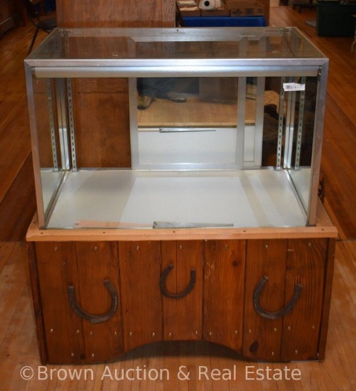 Glass display case on Western-style base 3 sides glass, rear entry