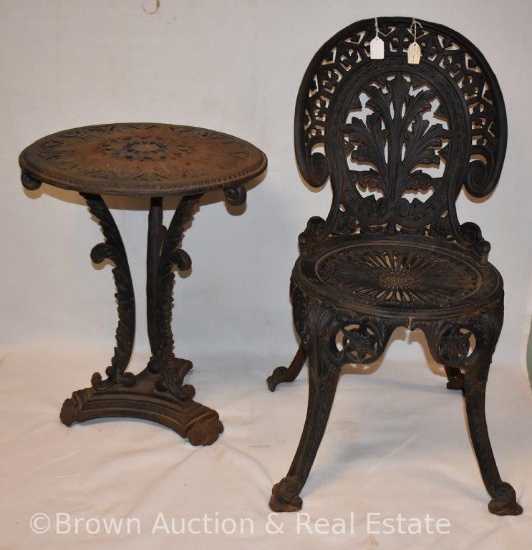Cast Iron porch/patio chair and table