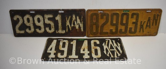 (3) Kansas license plates, 1914-1916