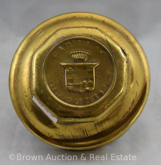 Brass Cadillac grease cap, "Standard of the World",