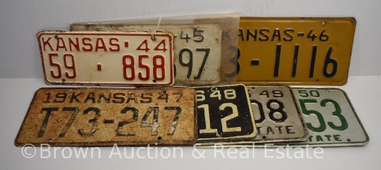 (7) Kansas license plates, 1944-50 (consecutive years)