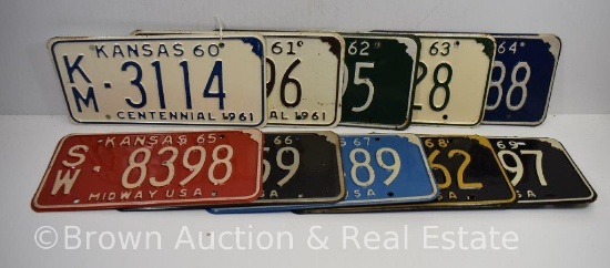 (10) Kansas license platess, 1960-69 (consecutive years)