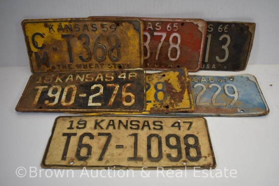 (7) Kansas license plates: 1947, 48, (2) 59, 65, 66, 67