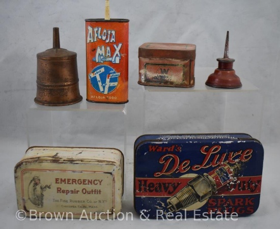 Assorted auto related tins and cans