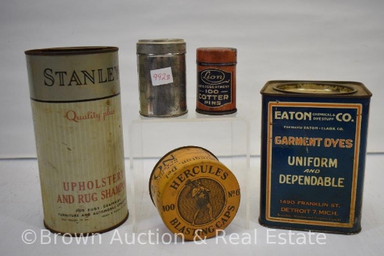 (5) Assorted advertising tins