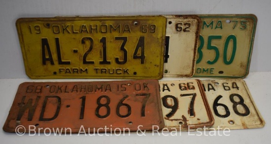 (5) Oklahoma license plates: 1962, 64, 66, 68, 69 + '75 mobile home