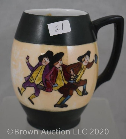 Mrkd. Bavaria 5.25" mug with English drinking scene with inscription