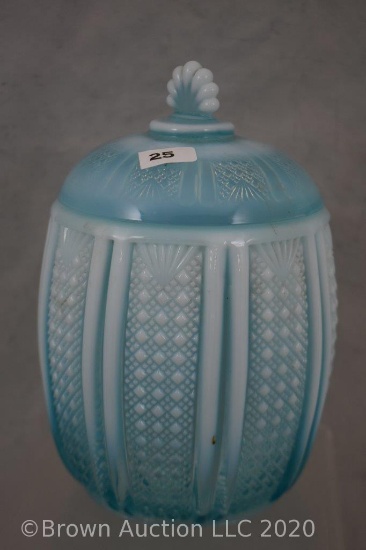 Blue opal. 8" Cookie/candy jar with lid