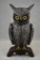 Advertising Swisher & Soules double-sided Owl crow decoy, cast aluminum