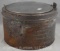 5 lb. round tin with glass lid