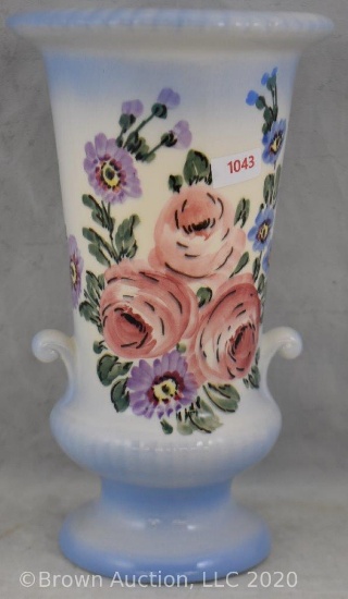 Mrkd. Camark 10" floral vase, blue