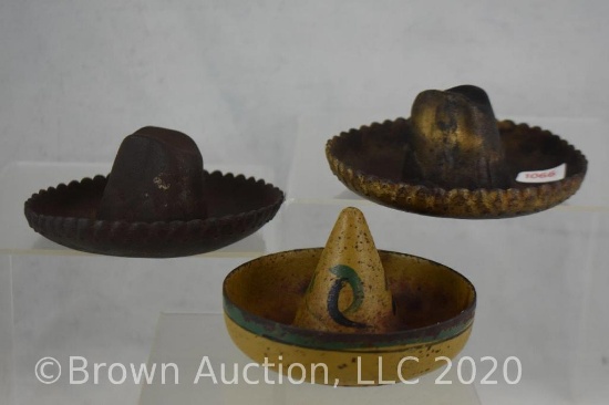 (3) Advertising Mexican hats and sombrereo ashtrays