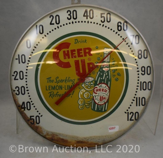 "Drink Cheer Up" 12"d advertising thermometer