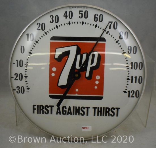 "7 UP First against Thirst" 12"d advertising thermometer