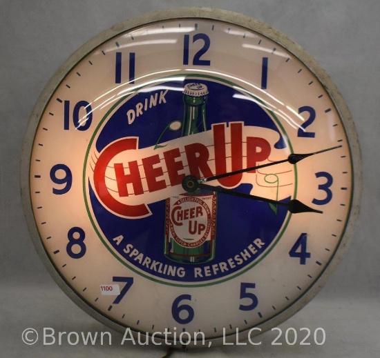 "Drink Cheer Up" 15"d advertising clock