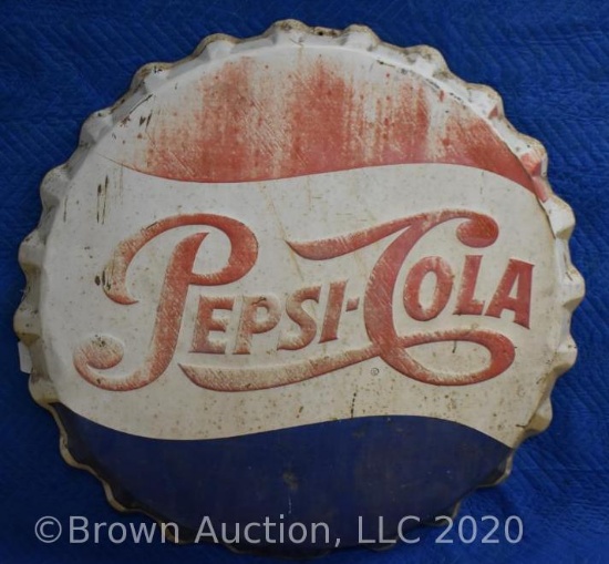 SS tin Pepsi Cola bottle cap sign