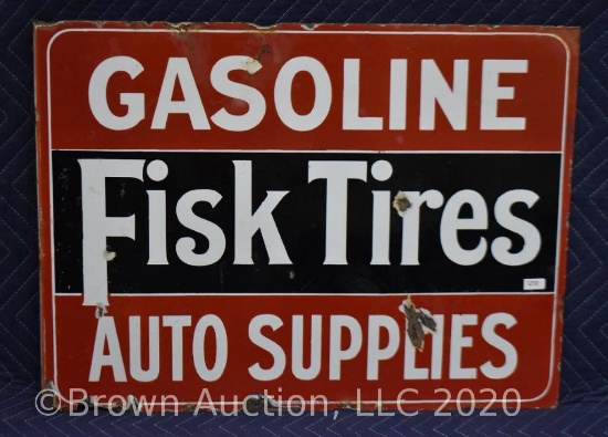 DSP Fisk Tires "Gasoline Auto Supplies" flange sign