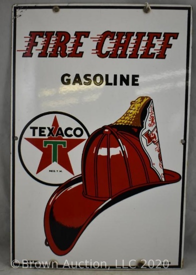 1955 Texaco "Fire Chief" porcelain gas pump sign